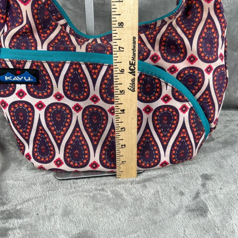 KAVU Sydney Satchel Crossbody Bag Purple Orange Paisley Canvas Shoulder Bag